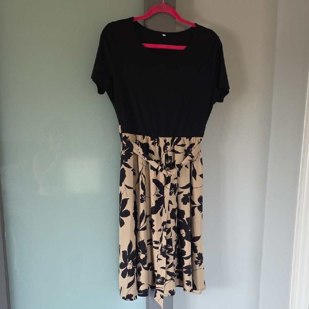 Amazon Size L Floral Dess With Tie Belt
